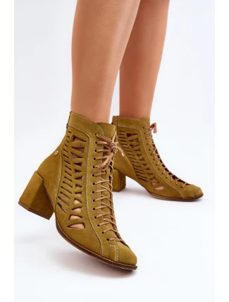 Semišové Provázkové Botky Maciejka 05508-24 Olivově Zelené