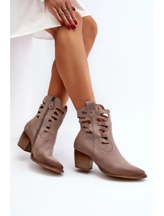 Kožené boty s výstřihy Maciejka 06412-04 Beige