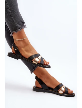 Dámské černé kožené sandály Zazoo 40382