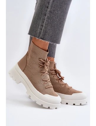 Dámské Ponožkové Nazouvací Botky Hnědé Solime