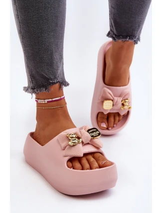 Dámské žabky s mašlí Růžové Salessa