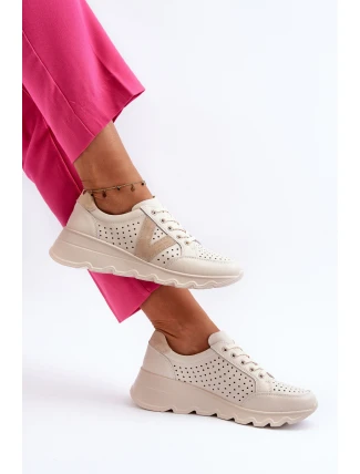 Dámské kožené lehké sportovní boty béžové Eleonori