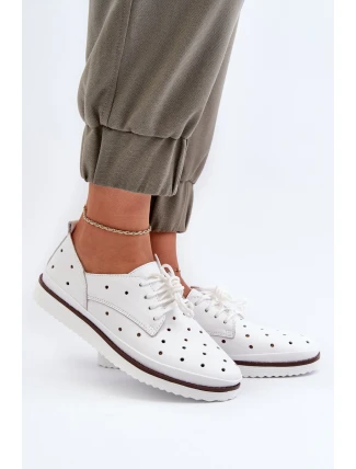 Bílé dámské kožené polobotky S.Barski LR182