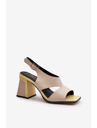 Dámské sandály na podpatku béžové D&A MR38-153 Dámské sandály na podpatku béžové D&A MR38-153