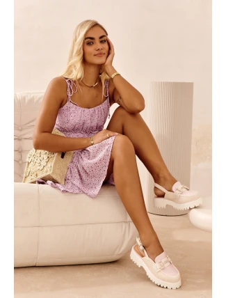 Dámské sandály na ploché podrážce s ozdobou béžové D&A MR38-656