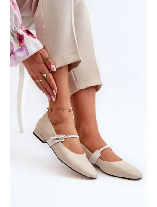 Dámské kožené baletky na ploché podrážce Laura Messi 2774 béžové Dámské kožené baletky na ploché podrážce Laura Messi 2774 béžové