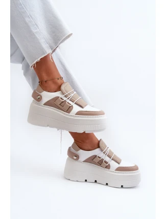 Zazoo 1833 Dámské Kožené Tenisky na Masivní Podrážce Bílé Zazoo 1833 Dámské Kožené Tenisky na Masivní Podrážce Bílé