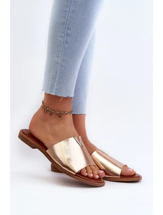Dámské sandály z ekokože na ploché podrážce zlaté Maliha Dámské sandály z ekokože na ploché podrážce zlaté Maliha