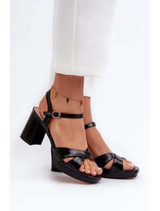 Dámské sandály na podpatku z ekologické kůže černé Jatine