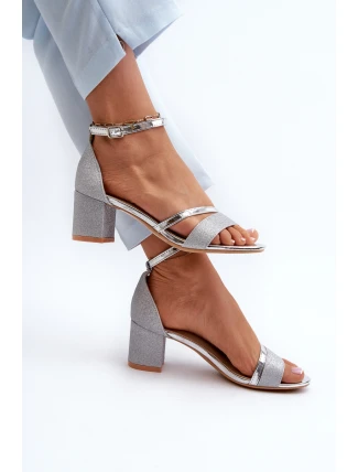 Dámské sandály na nízkém podpatku stříbrné Ploemis