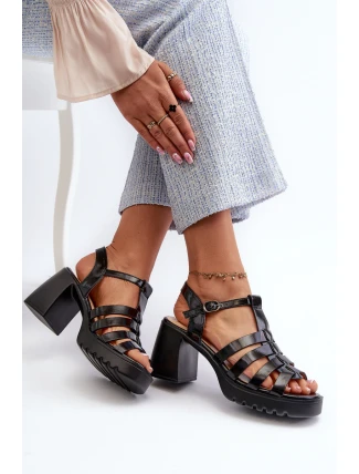 Lakované Kožené Dámské Sandály Na Podpatku Černé Vinceza 66621 Lakované Kožené Dámské Sandály Na Podpatku Černé Vinceza 66621