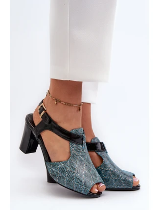 Dámské sandály na podpatku z ekokůže tyrkysově Queenmarie