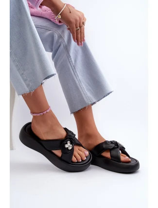 Dámské kožené sandály na platformě černé GOE NN2N4110