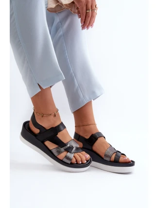 Zazoo 40397 Dámské Kožené Sandály na Platformě Černé