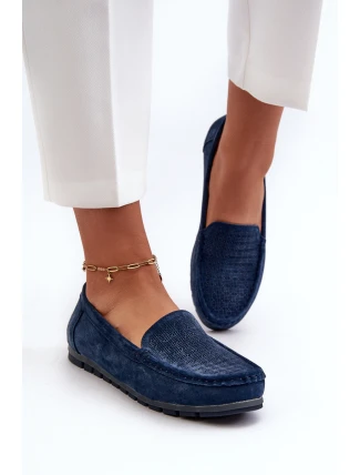 Dámské modré semišové mokasíny S.Barski LR755