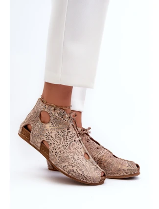 Vzorované kožené boty Maciejka 03426-02 Béžové Vzorované kožené boty Maciejka 03426-02 Béžové