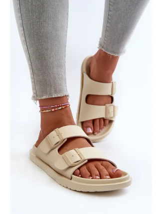 Lehké Pěnové Dámské Žabky S Sponami Big Star NN274A752 Béžové