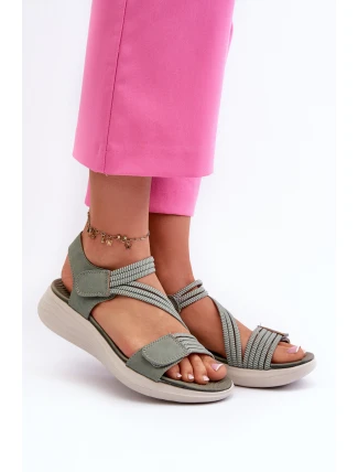 Dámské pohodlné sandály na suchý zip zelené Eladora