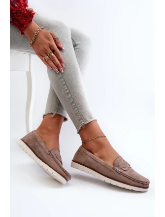 Dámské Mokasíny Z Ekologického Semiše Tmavě Béžové Nestalia