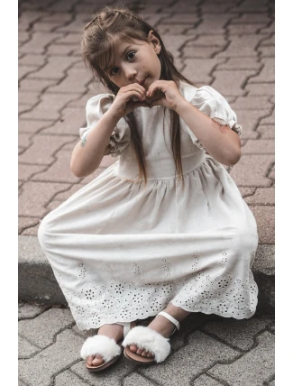 Dětské sandálky na suchý zip s kožíškem Bílé Rosavere