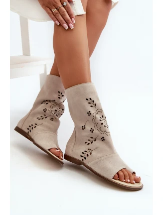 Zazoo 3437 Dámské Semišové Sandály S Hřbetem Na Zip Světle Béžové Zazoo 3437 Dámské Semišové Sandály S Hřbetem Na Zip Světle Béžové