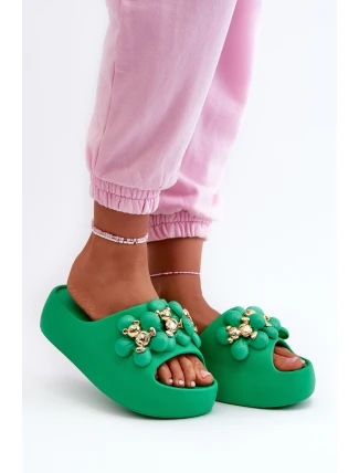 Dámské Pěnové Pantofle S Ozdobami Na Hrubé Podrážce Zelené Bremavia Dámské Pěnové Pantofle S Ozdobami Na Hrubé Podrážce Zelené Bremavia