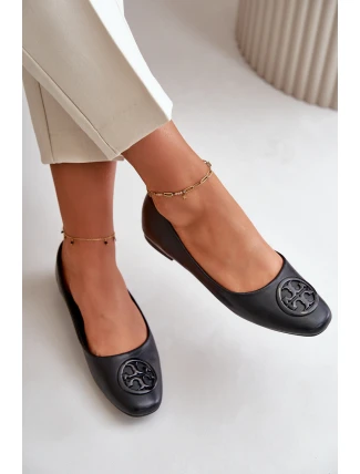 Dámské baleríny s ozdobou z eko kůže černé Rhodike Dámské baleríny s ozdobou z eko kůže černé Rhodike