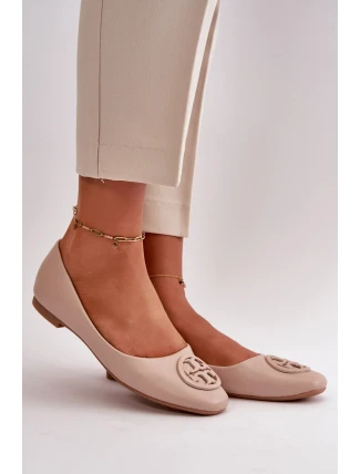 Dámské baleríny s ozdobou z ekokože béžové Rhodike