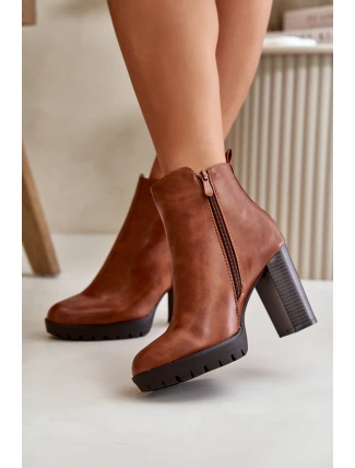 Dámské zimní botky na vysokém podpatku se zipem Camel Bioria