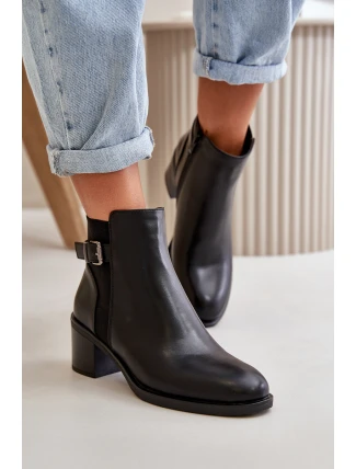 Dámské zimní zateplené boty na podpatku s přezkou Černé Nevillira