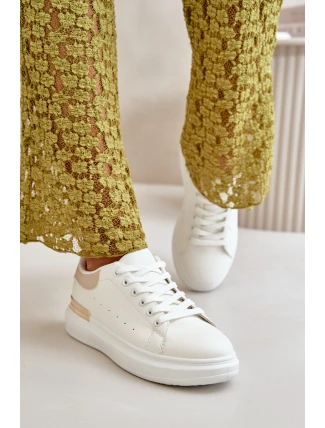 Nízké dámské tenisky na platformě z ekokůže bílo-bežové Nevelena