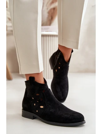 Dámské Botky S Prořezáváním Na Zip Černé S.Barski HY42-081
