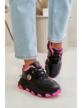 Zateplené Dámské Sportovní Boty Na Šněrování Na Platformě Černé Bialoa