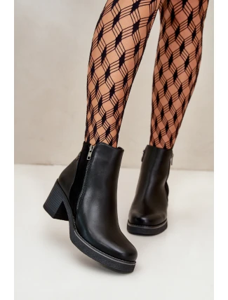 Dámské Botky Z Eko Kůže Na Podpatku Zateplené Černé Revianna