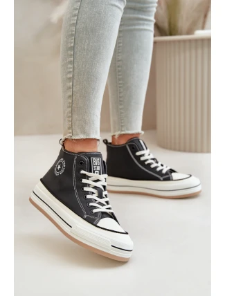 Zateplené Dámské Tenisky Na Platformě Eko Kůže Big Star OO274062 Černé