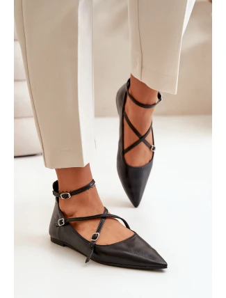 Dámské Baleríny S Špičatými Nosy A Propletenými Pásky Černé Violra