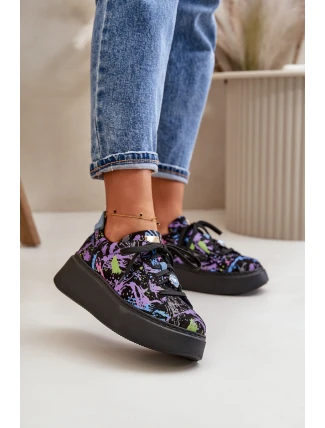 Kožené Sportovní Boty Na Platformě Fialové Maciejka 06191-05