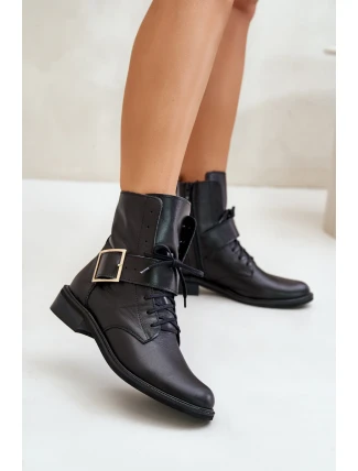 Zazoo 2949 Kožené Boty S Přezkou Černé Zazoo 2949 Kožené Boty S Přezkou Černé