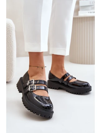 Dámské Lakované Polobotky S Pásky Černé Terione