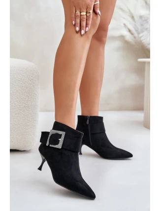 Dámské botky na jehlovém podpatku s ozdobnou sponou černé Nirilis