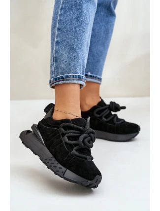 Dámské Zamszové Tenisky Na Platformě S Hlavním Šněrováním Artiker 54C1464 Černé