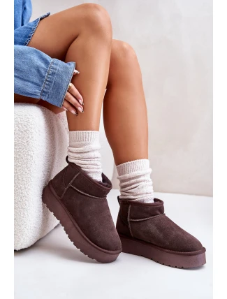 Módní Semišové Nízké Sněhule Hnědé Nucca