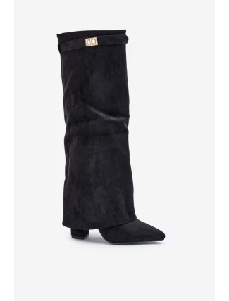 Dámské Kozačky Eko Semišové S Otočeným Svrškem Na Klíně Černé Bralise Dámské Kozačky Eko Semišové S Otočeným Svrškem Na Klíně Černé Bralise