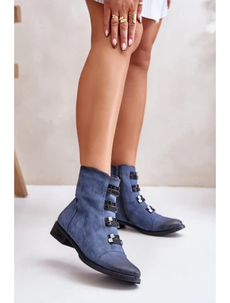 Zateplené dámské boty na zip modré Evalith