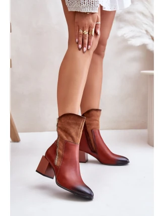 Zateplené dámské botky na podpatku hnědé Relabina Zateplené dámské botky na podpatku hnědé Relabina