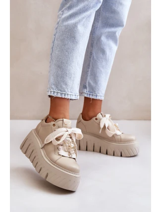 Dámské tenisky na masivní podrážce se zlatou ozdobou CheBello 4530 Béžové Dámské tenisky na masivní podrážce se zlatou ozdobou CheBello 4530 Béžové