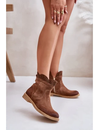 Nízké Dámské Boty Na Ploché Podešvi Zamszové Lewski 3624 Hnědé