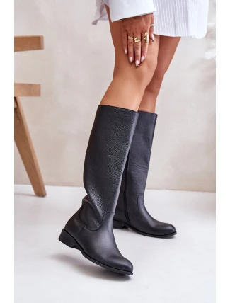 Kožené dámské kozačky do poloviny lýtek na zip Lewski 3616 černé Kožené dámské kozačky do poloviny lýtek na zip Lewski 3616 černé