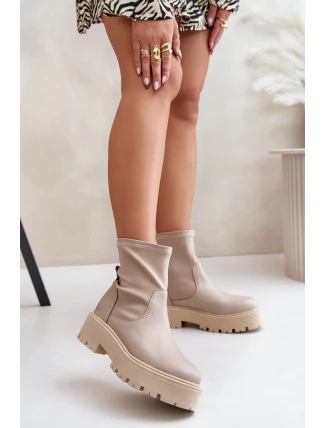 Zazoo 2947 Dámské boty na klíně z přírodní kůže béžové Zazoo 2947 Dámské boty na klíně z přírodní kůže béžové