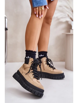 Dámské Zateplené Kotníkové Boty Na Platformě Hnědé Jelenia